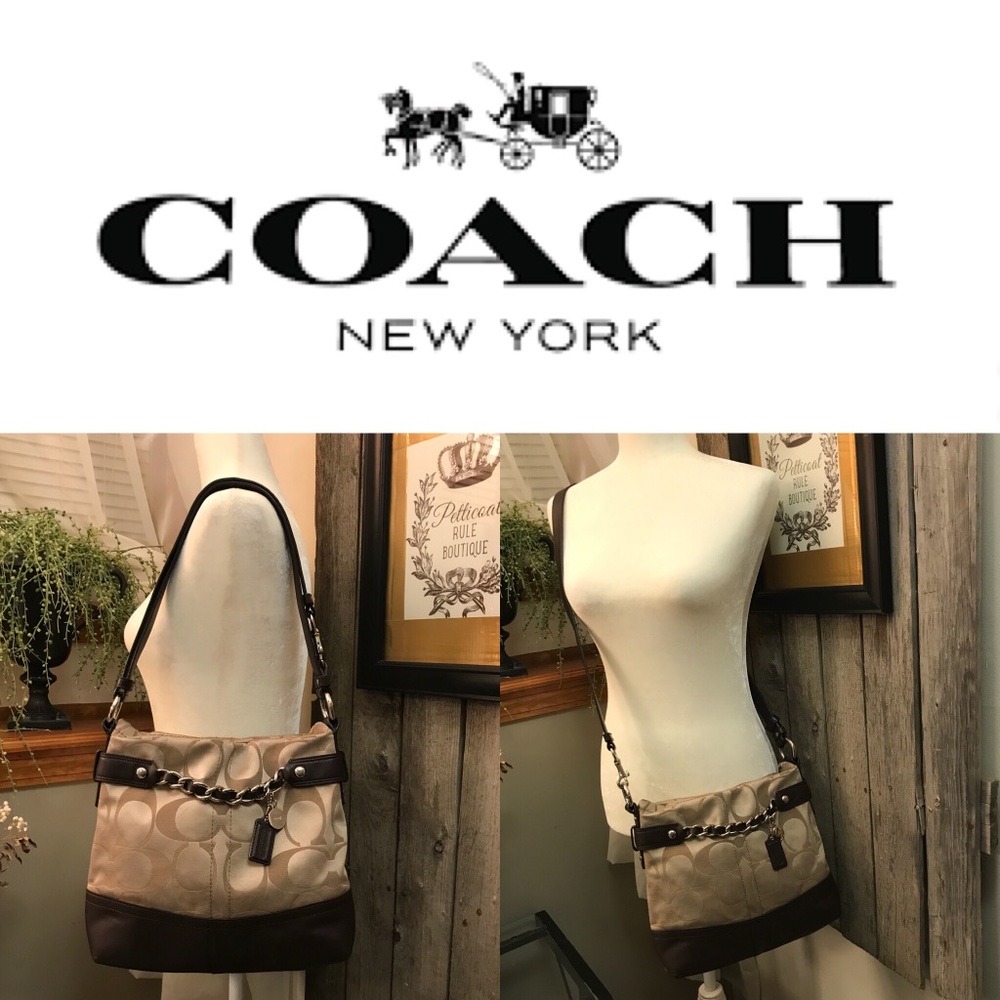 Coach Tan Sateen Multifunction Crossbody Hobo